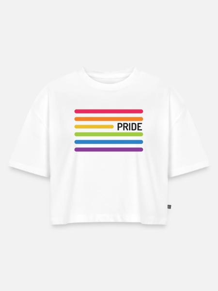 LGBT Pride Monat - Pride! - Frauen Premium Oversized Bio Cropped T-Shirt - Weiß
