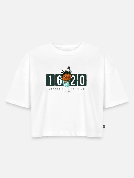 1620 Logo standard - Frauen Premium Oversized Bio Cropped T-Shirt - Weiß