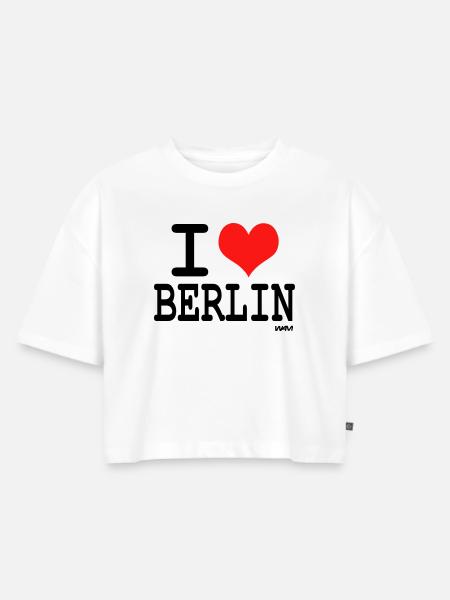 i love berlin - Frauen Premium Oversized Bio Cropped T-Shirt - Weiß