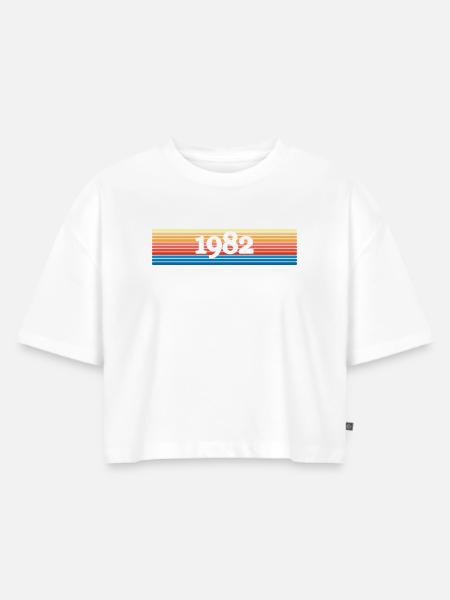 1982 - Frauen Premium Oversized Bio Cropped T-Shirt - Weiß