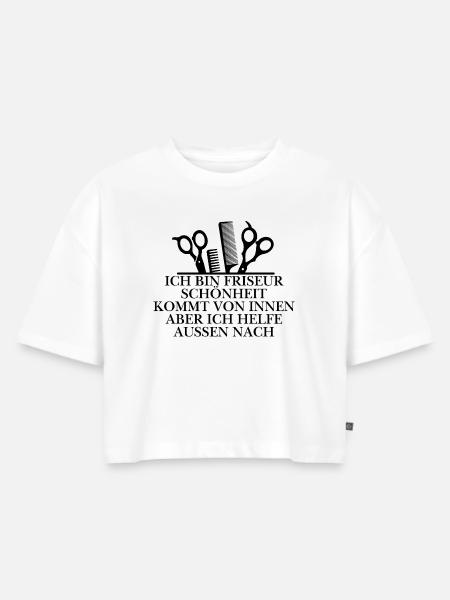 Lustiges Friseur Design - Frauen Premium Oversized Bio Cropped T-Shirt - Weiß
