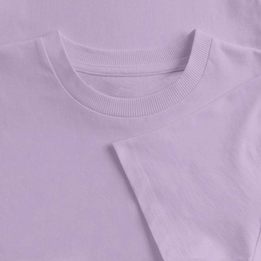 Agrigento badge on a women’s premium oversized organic cropped t-shirt, lavender, neck label