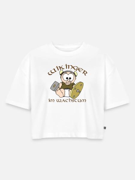 Wikinger im Wachstum - Frauen Premium Oversized Bio Cropped T-Shirt - Weiß