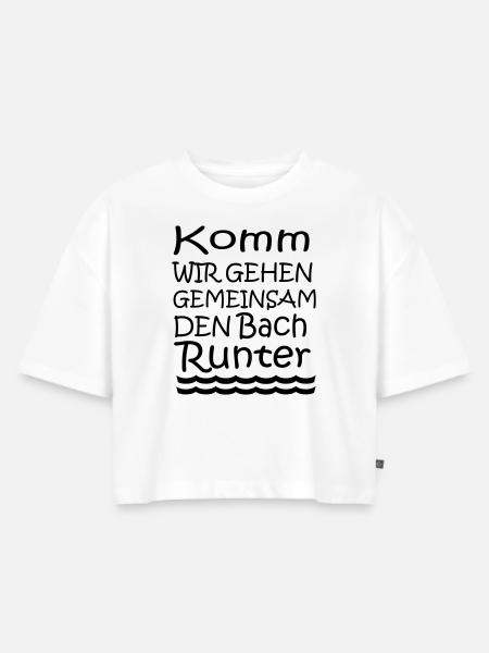 Den Bach runter - Frauen Premium Oversized Bio Cropped T-Shirt - Weiß