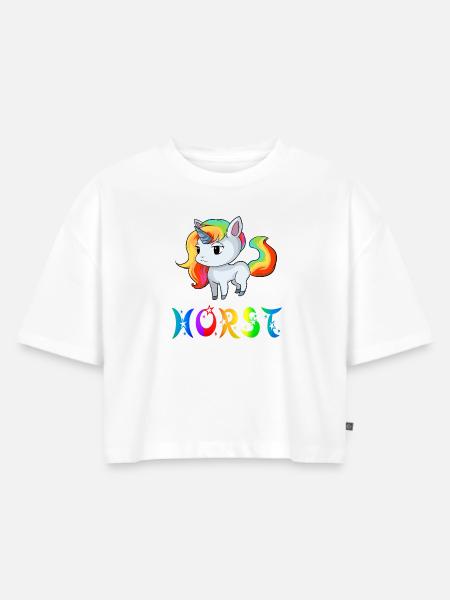 Horst Einhorn - Frauen Premium Oversized Bio Cropped T-Shirt - Weiß