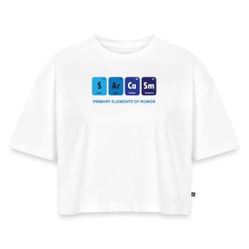 Funny - Sarkasmus - Element - Blau - Lustig - Cool - Frauen Premium Oversized Bio Cropped T-Shirt - Weiß - Vorne - Selfina (174cm)