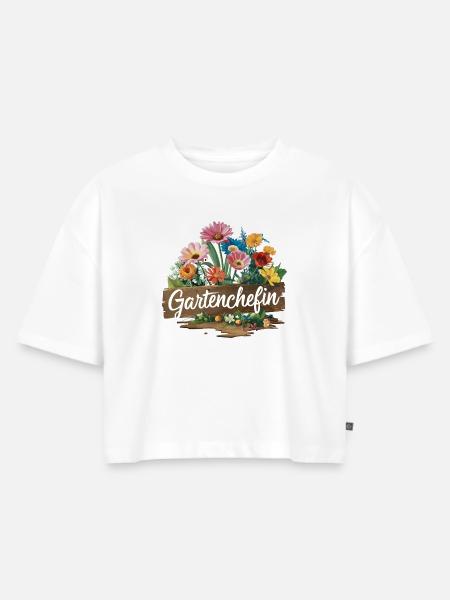 Gartenarbeit Gartenchefin - Frauen Premium Oversized Bio Cropped T-Shirt - Weiß