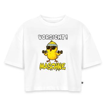 Lustiger Gym Spruch - Fitnessstudio Lauch  - Frauen Premium Oversized Bio Cropped T-Shirt - Weiß - Vorne - Selfina (174cm)