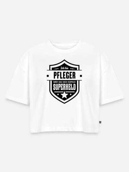 Super Pfleger - Frauen Premium Oversized Bio Cropped T-Shirt - Weiß