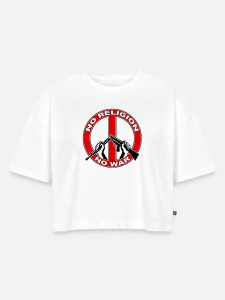No religion no war - Frauen Premium Oversized Bio Cropped T-Shirt - Weiß