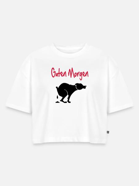 hund - Frauen Premium Oversized Bio Cropped T-Shirt - Weiß