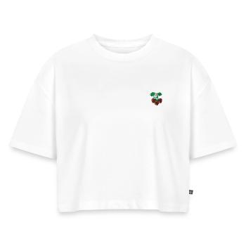 Fraise - Crop top Premium bio Oversize Femme - blanc - Devant - Selfina (174cm)