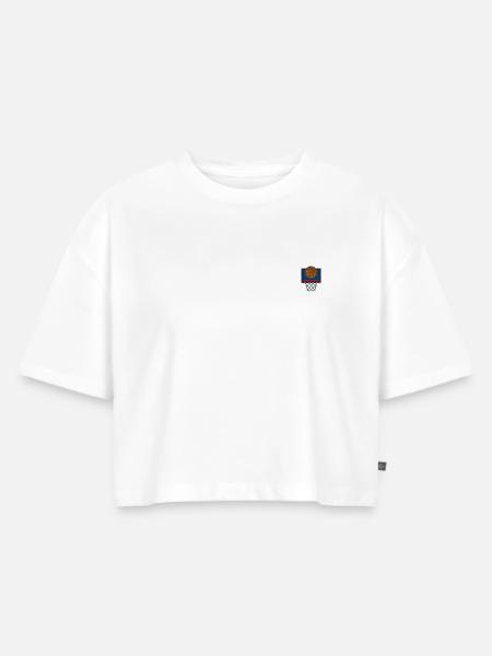 Basketballkorb - Frauen Premium Oversized Bio Cropped T-Shirt - Weiß