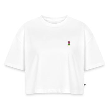 Popsicles - Women’s Premium Oversized Organic Cropped T-Shirt - white - Front - Selfina (174cm)