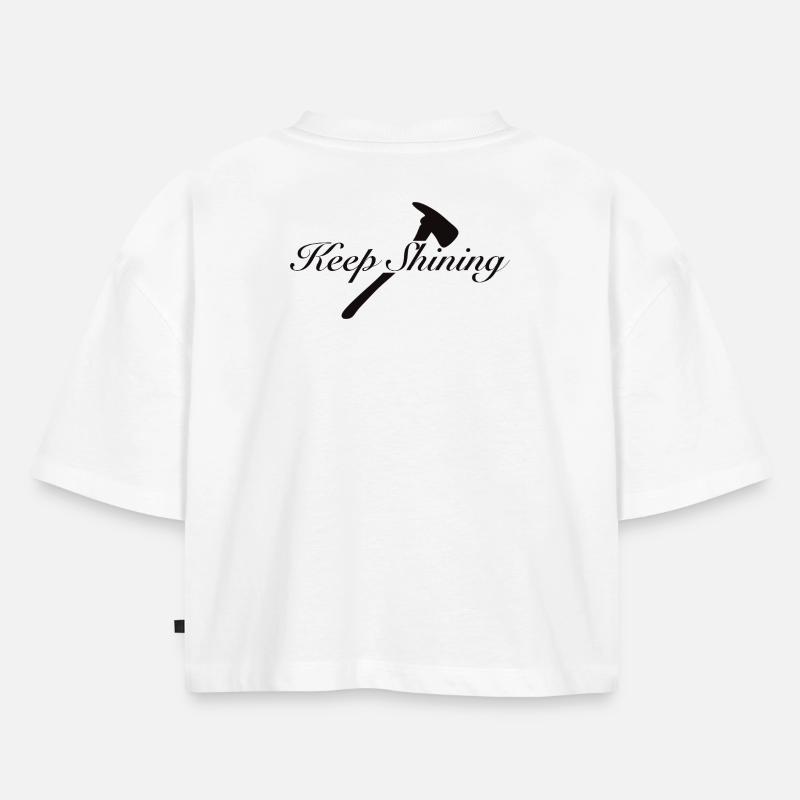 Continue de briller - Crop top Premium bio Oversize Femme - blanc