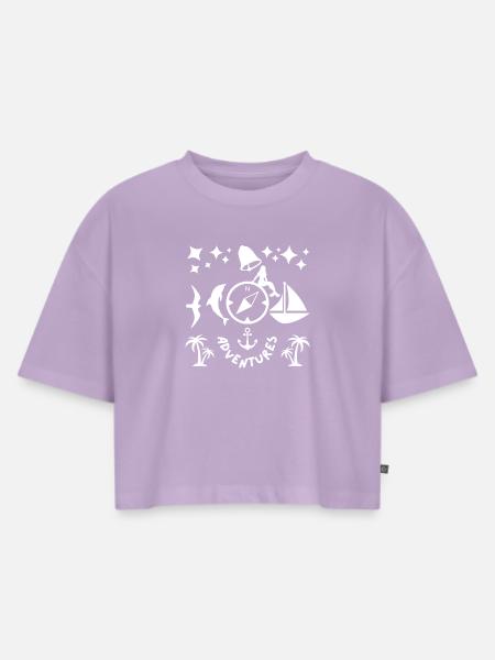 Abenteuer - Frauen Premium Oversized Bio Cropped T-Shirt - Lavendel