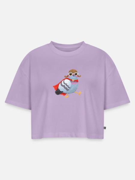 Superhelden Taube – Mit Cape & Fliegerkappe - Frauen Premium Oversized Bio Cropped T-Shirt - Lavendel