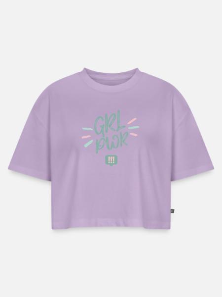 Die Drei !!! Girl Power  - Frauen Premium Oversized Bio Cropped T-Shirt - Lavendel