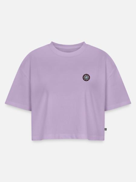 Dartscheibe bestickt - Frauen Premium Oversized Bio Cropped T-Shirt - Lavendel