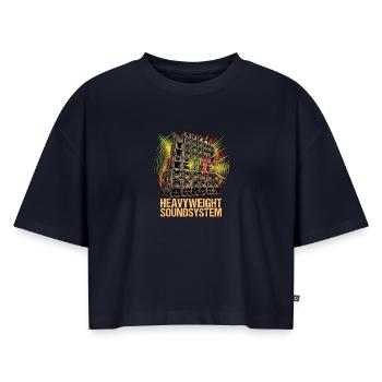 Heavyweight Dub Reggae - Frauen Premium Oversized Bio Cropped T-Shirt - Navy - Vorne - AI Model Female 172 light (172cm)