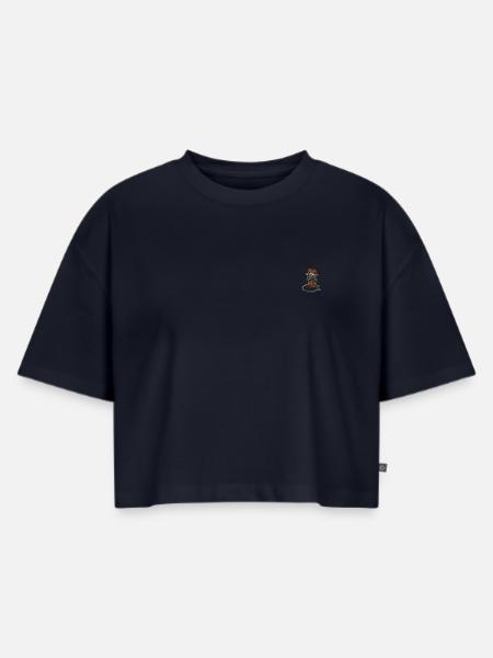 Anouk Affi Als Stickmotiv - Frauen Premium Oversized Bio Cropped T-Shirt - Navy