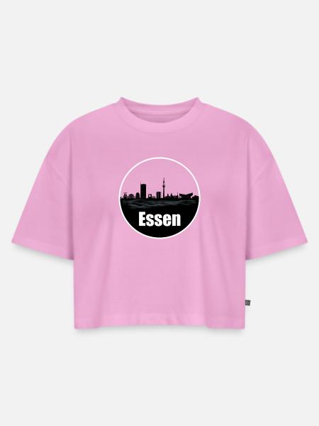 Essen Transparenz Skyline - Frauen Premium Oversized Bio Cropped T-Shirt - Verwaschenes Rosa