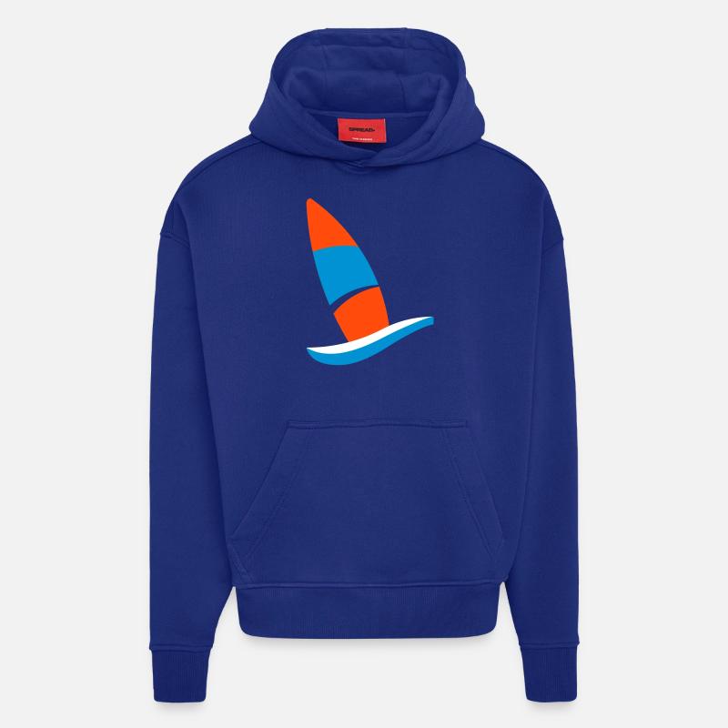 Logo de planche à voile - Sweat à capuche bio épais oversize fabriqué en UE - Iconic Blue