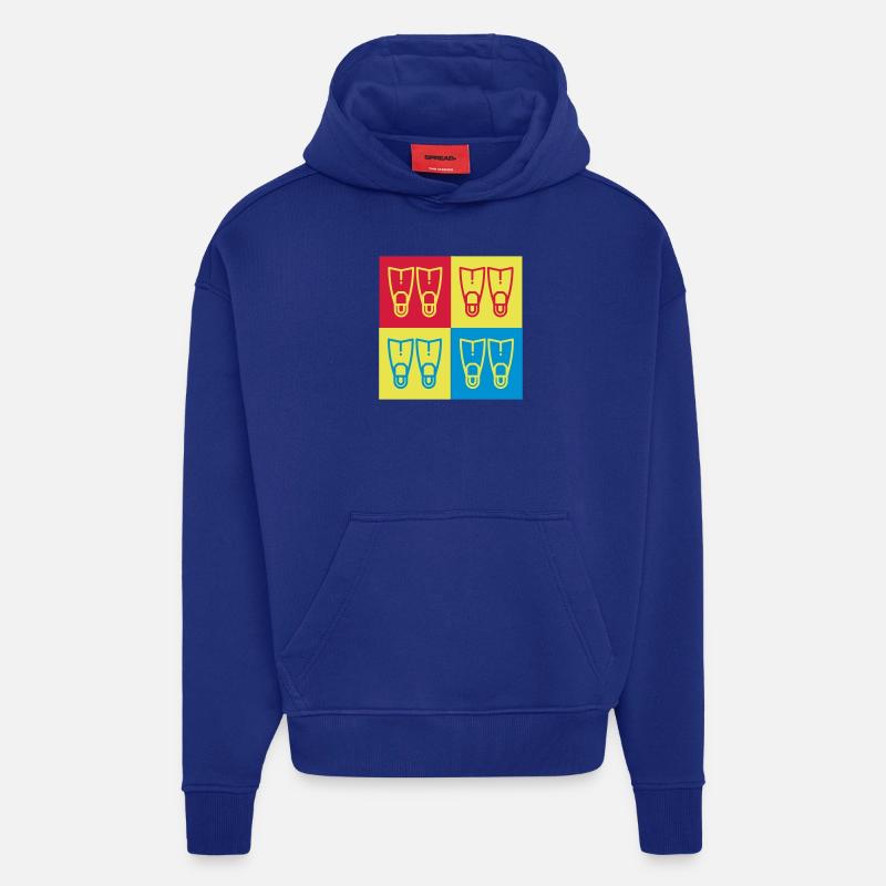 Plongée Sous-Marine / Plongeur / Diver / Natation - Sweat à capuche bio épais oversize fabriqué en UE - Iconic Blue