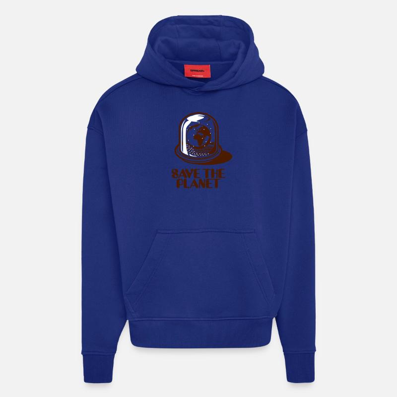 Weltkugel - Save The Planet 2c - Sweat à capuche bio épais oversize fabriqué en UE - Iconic Blue