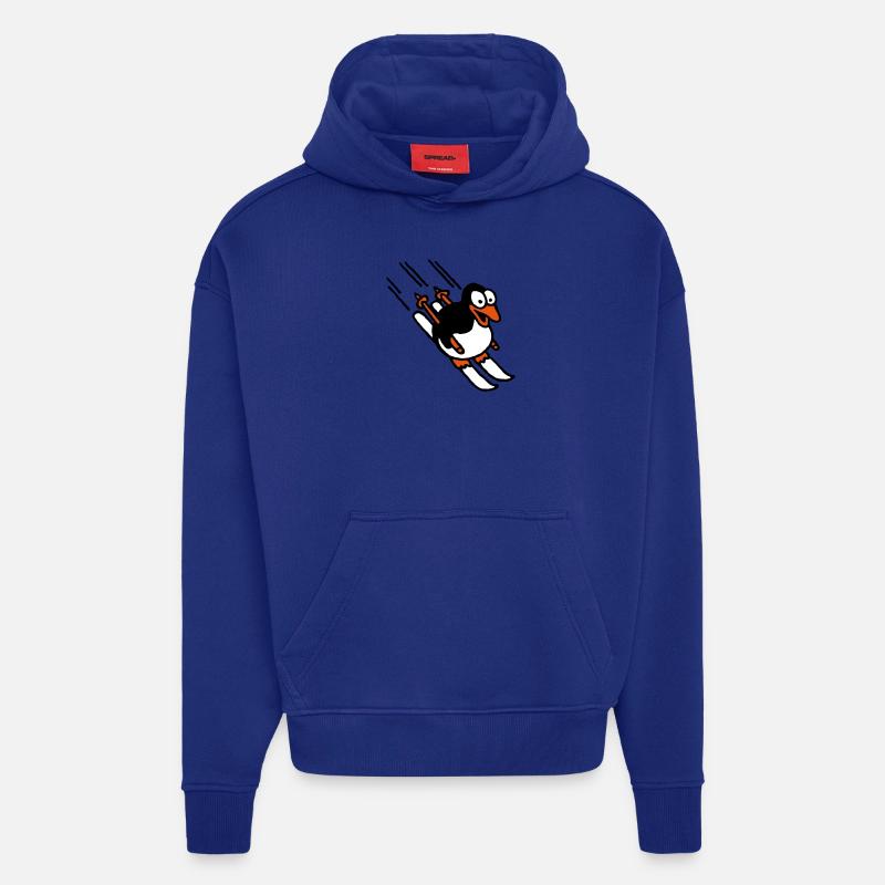 pinguin_ski_022011_e_3c - Sweat à capuche bio épais oversize fabriqué en UE - Iconic Blue