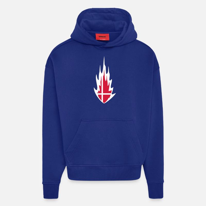 Denmark Danmark Fire Flame Design - Hoodie- made by SPREAD  - Iconic Blue