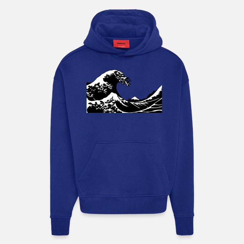 Wave - Vague - Sweat à capuche bio épais oversize fabriqué en UE - Iconic Blue