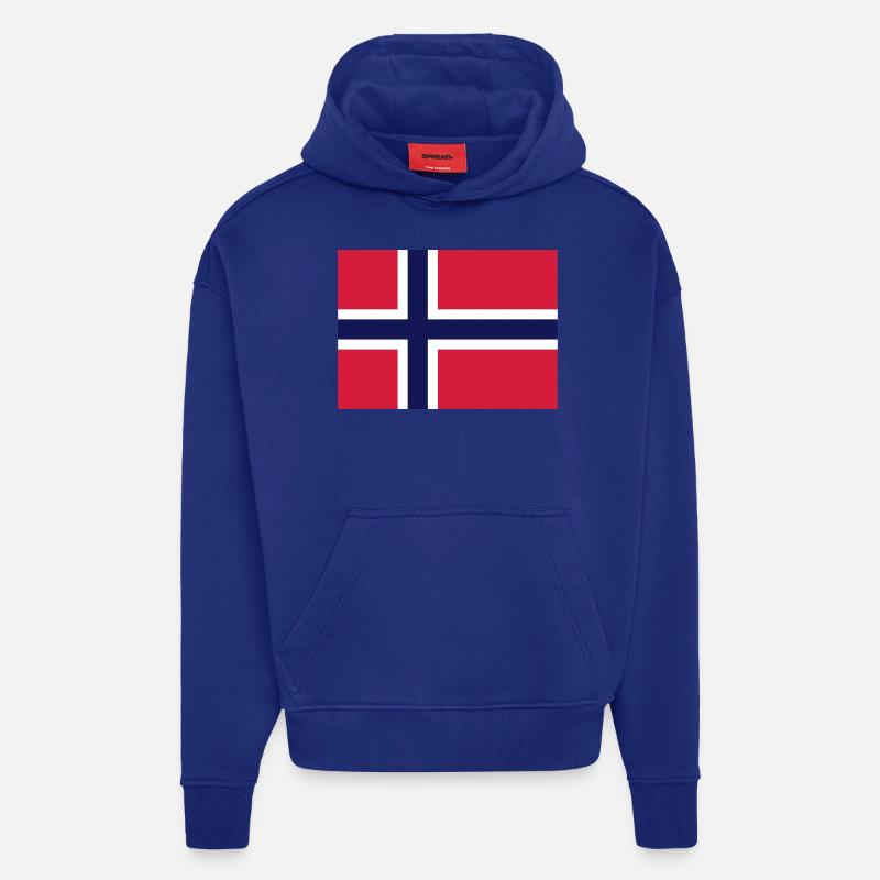 Drapeau de la Norvège - Sweat à capuche bio épais oversize fabriqué en UE - Iconic Blue