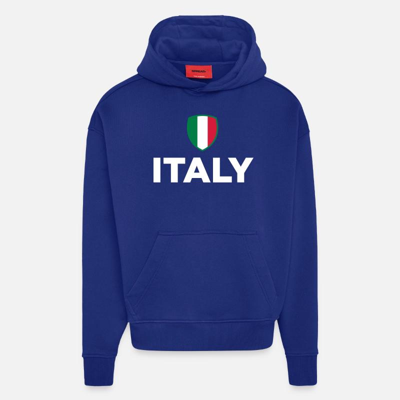 Drapeau national d'Italie - Sweat à capuche bio épais oversize fabriqué en UE - Iconic Blue