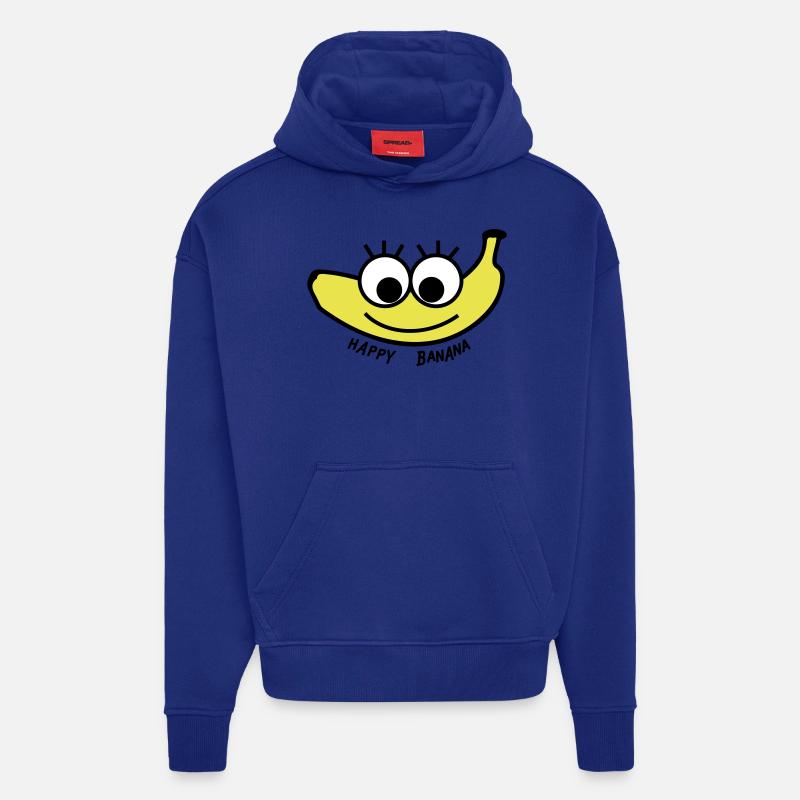 banane heureuse - Sweat à capuche bio épais oversize fabriqué en UE - Iconic Blue