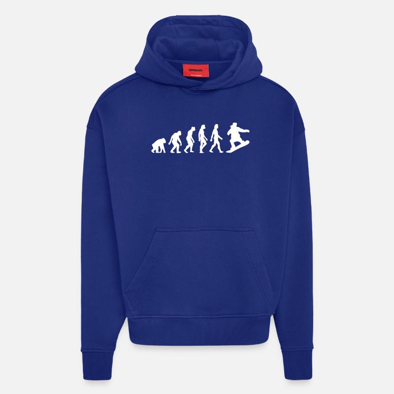 L'évolution du snowboard - Sweat à capuche bio épais oversize fabriqué en UE - Iconic Blue