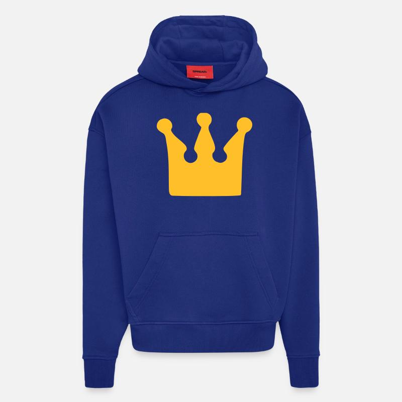 Couronne - Couronne - roi - le roi - Sweat à capuche bio épais oversize fabriqué en UE - Iconic Blue