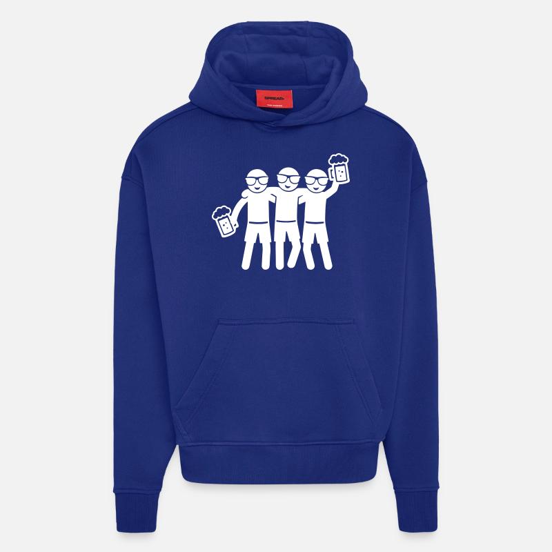 Party Team Beer Group - Sweat à capuche bio épais oversize fabriqué en UE - Iconic Blue