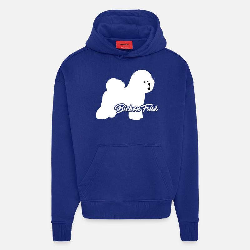 Bichon Frise - Sweat à capuche bio épais oversize fabriqué en UE - Iconic Blue
