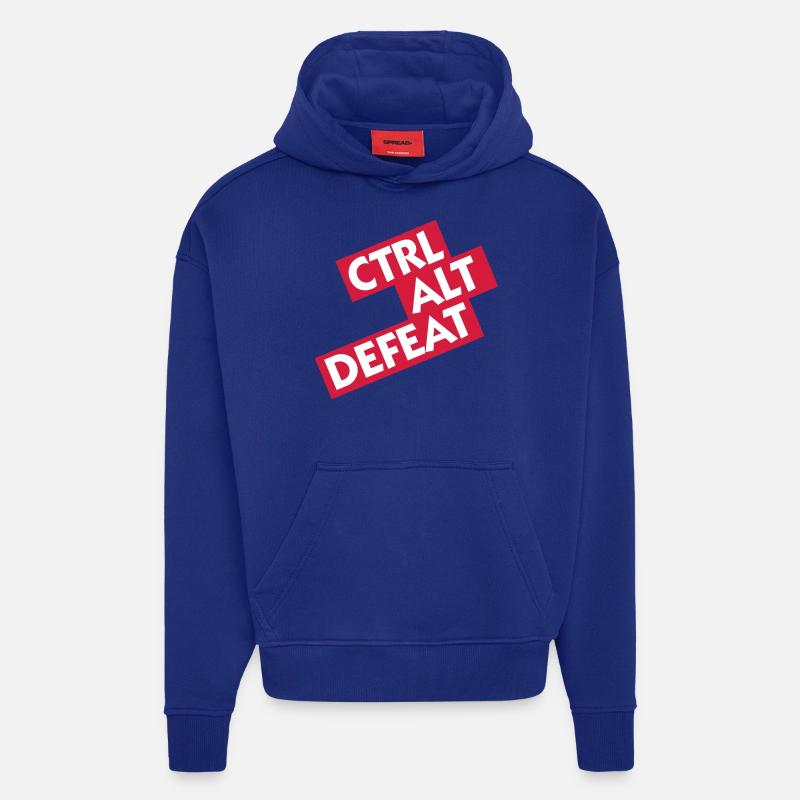 Ctrl Alt Défaite - Sweat à capuche bio épais oversize fabriqué en UE - Iconic Blue