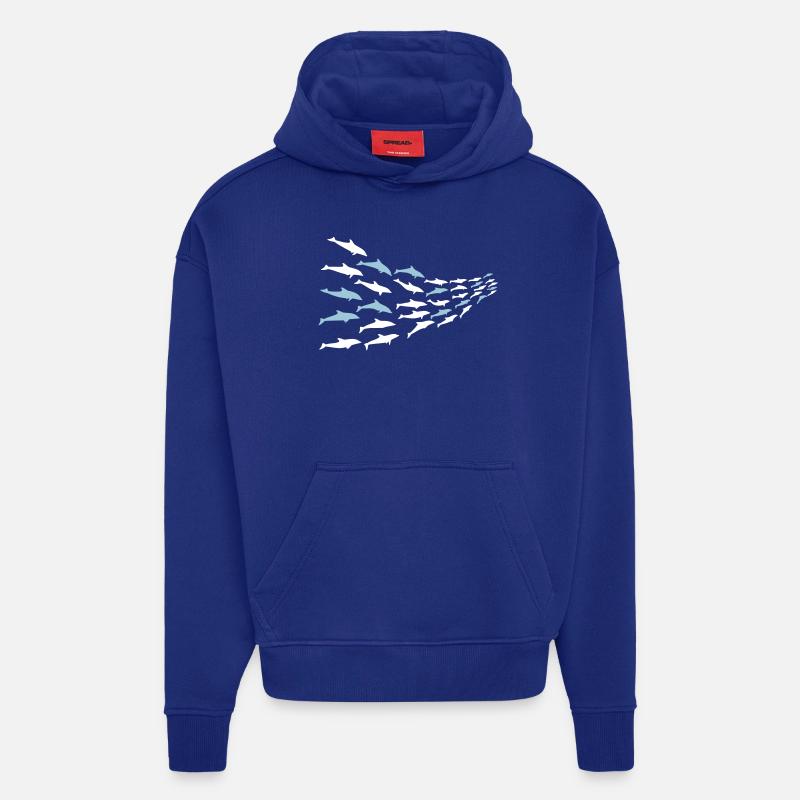 dauphins - Sweat à capuche bio épais oversize fabriqué en UE - Iconic Blue