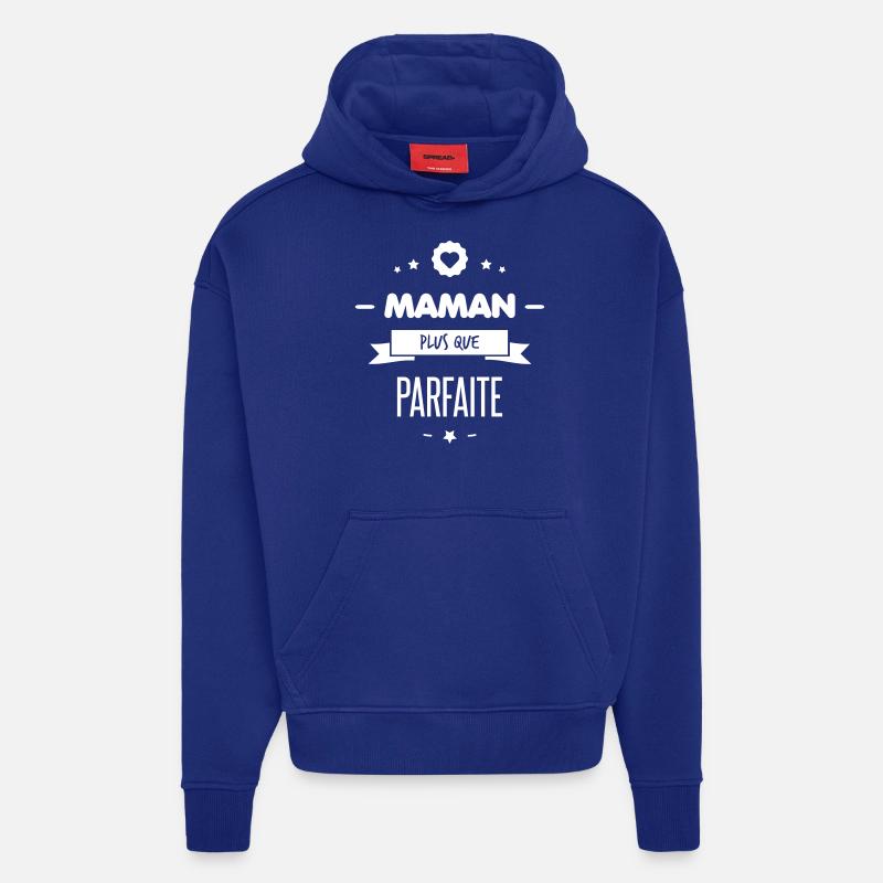 maman plus que parfaite - Sweat à capuche bio épais oversize fabriqué en UE - Iconic Blue
