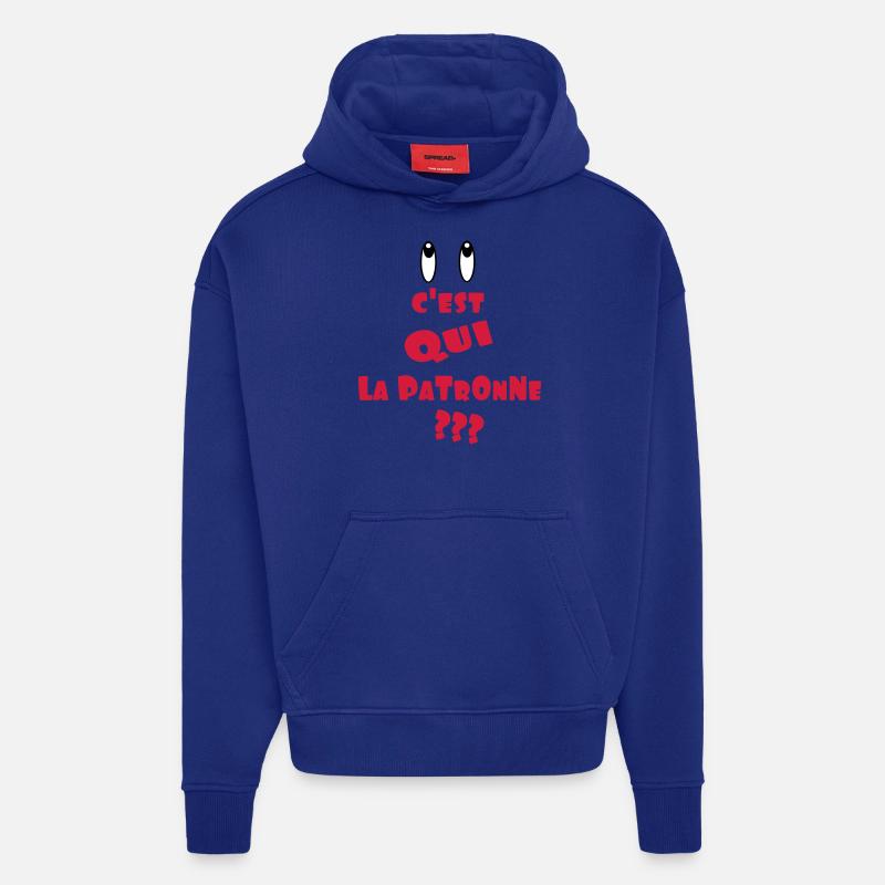 c'est qui LA PATRONNE - Sweat à capuche bio épais oversize fabriqué en UE - Iconic Blue