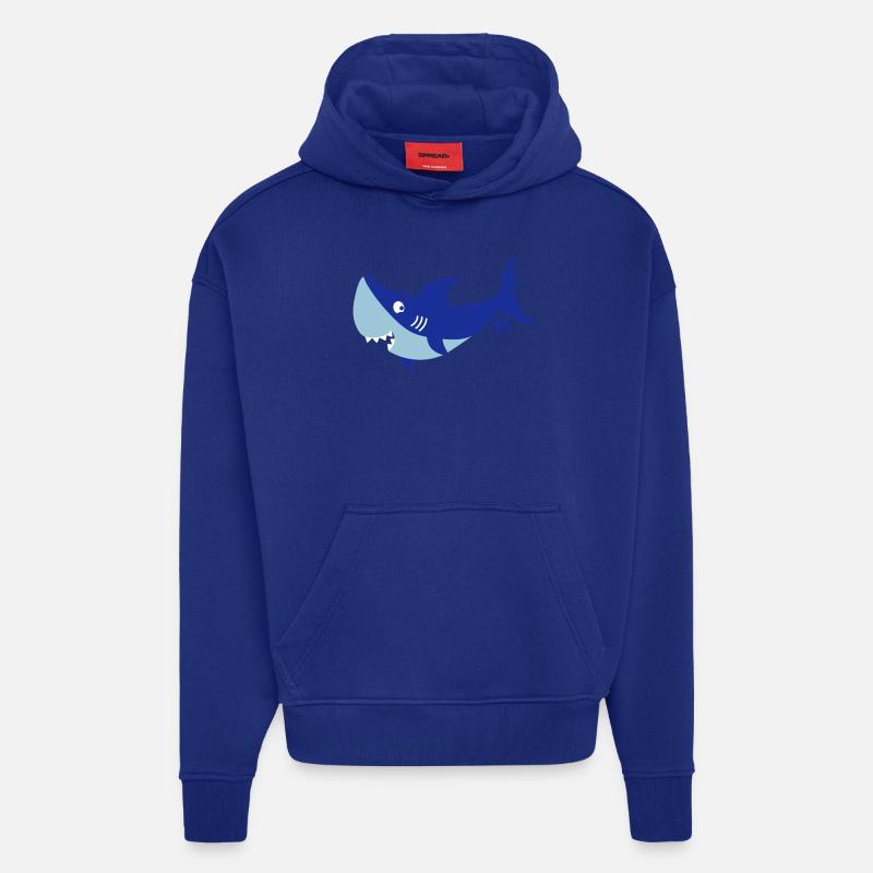 Shark - shark - shark (3 c) - Sweat à capuche bio épais oversize fabriqué en UE - Iconic Blue