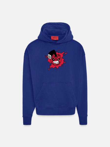 Angry cherry - Sweat à capuche bio épais oversize fabriqué en UE - Iconic Blue