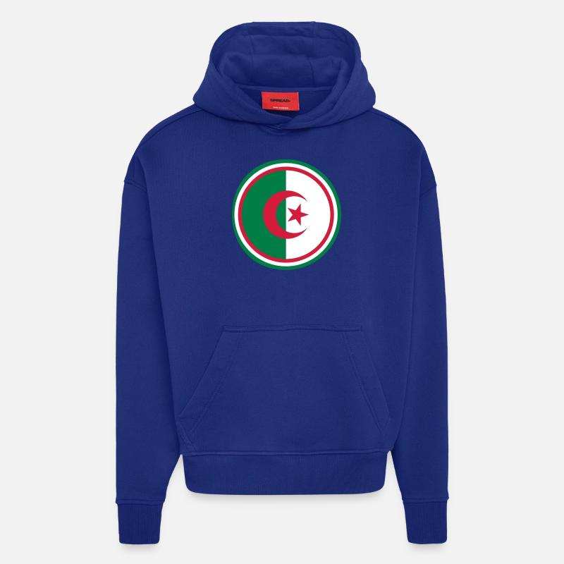 Algérie - Sweat à capuche bio épais oversize fabriqué en UE - Iconic Blue