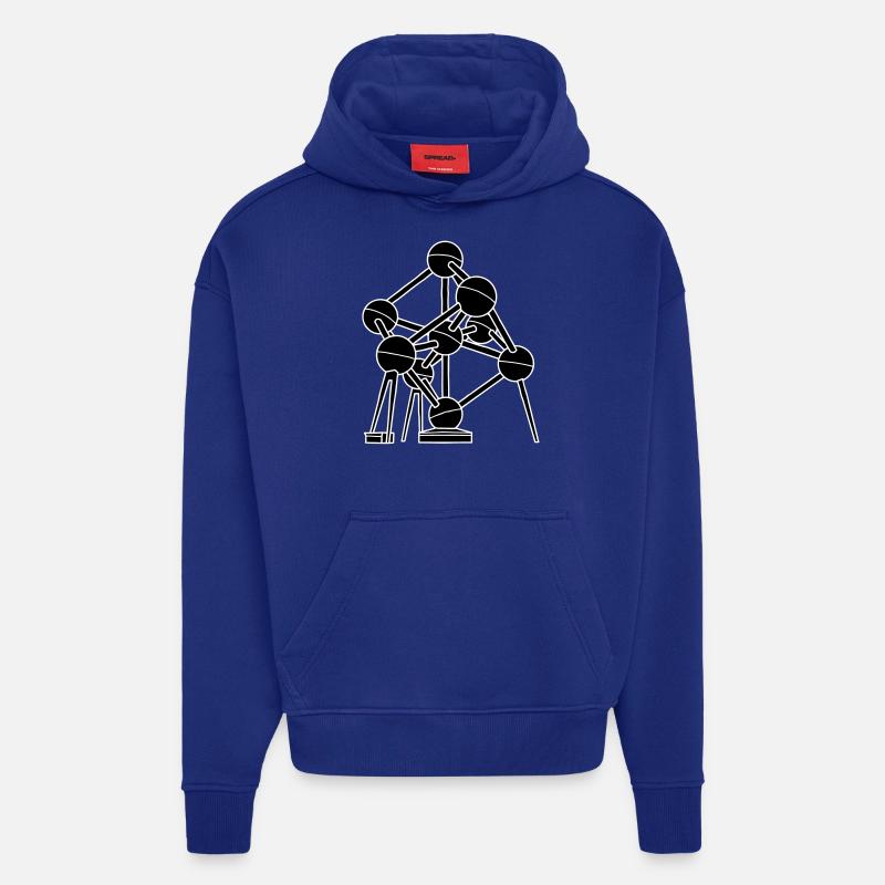 Atomium Bruxelles 2 - Sweat à capuche bio épais oversize fabriqué en UE - Iconic Blue