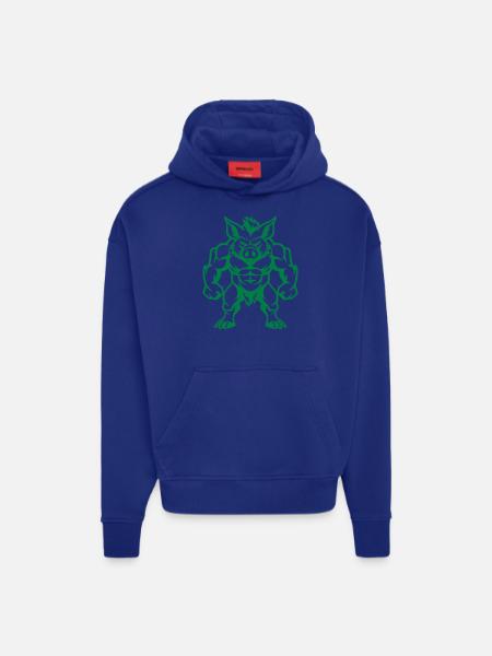 Wild Boar Comic - Hoodie- made by SPREAD  - Iconic Blue