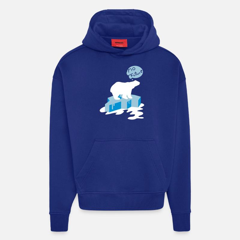 no_future - Sweat à capuche bio épais oversize fabriqué en UE - Iconic Blue