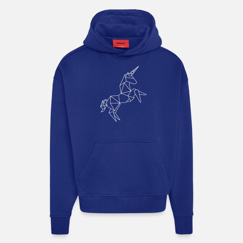Graphique Licorne - Sweat à capuche bio épais oversize fabriqué en UE - Iconic Blue